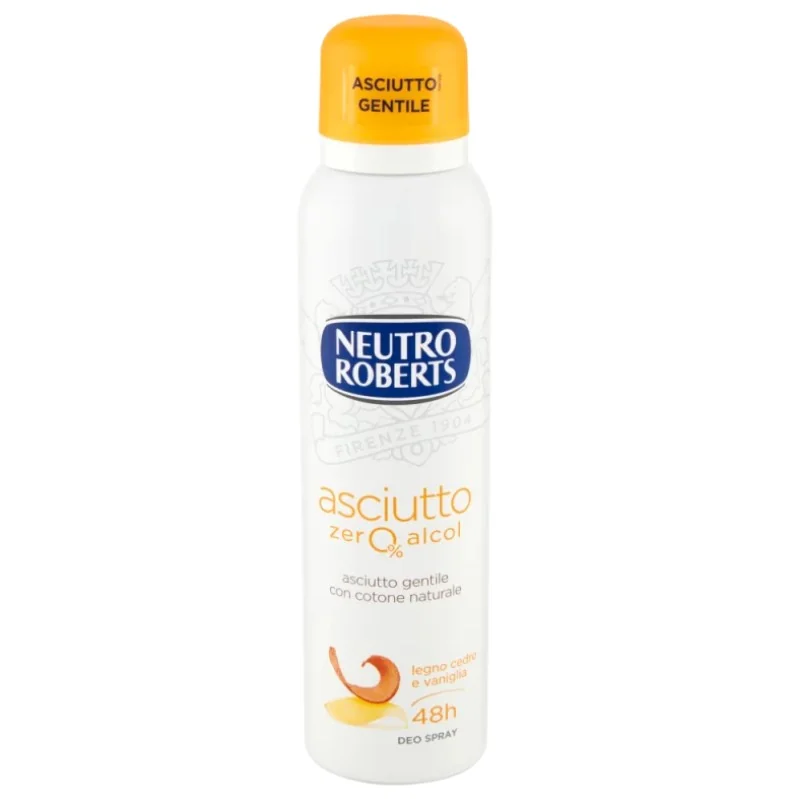 Neutro Roberts Deo Spray Asciutto Zero Alcool 150 ml Legno, Cedro e Vaniglia