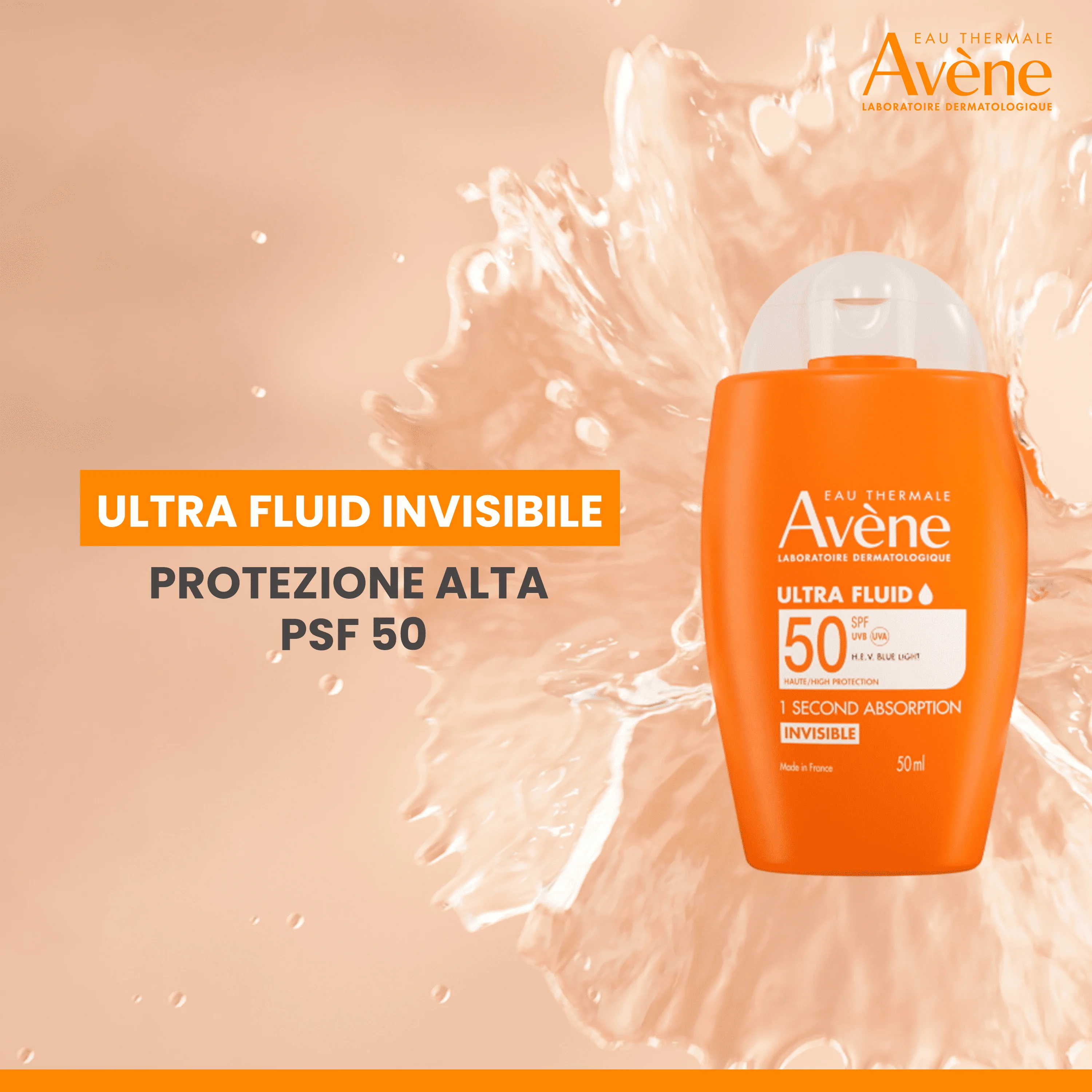 Eau Thermale Avène Ultra Fluid Invisibile Alta Protezione SPF50 50 ml Pelle Sensibile