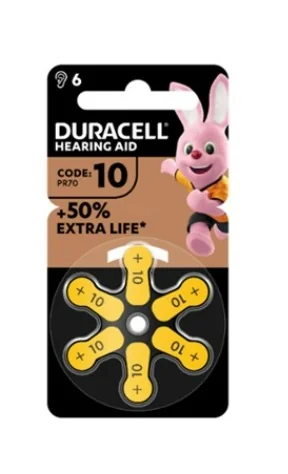 Duracell Easytab 10 Giallo Batterie Apparecchio Acustico 6 Batterie