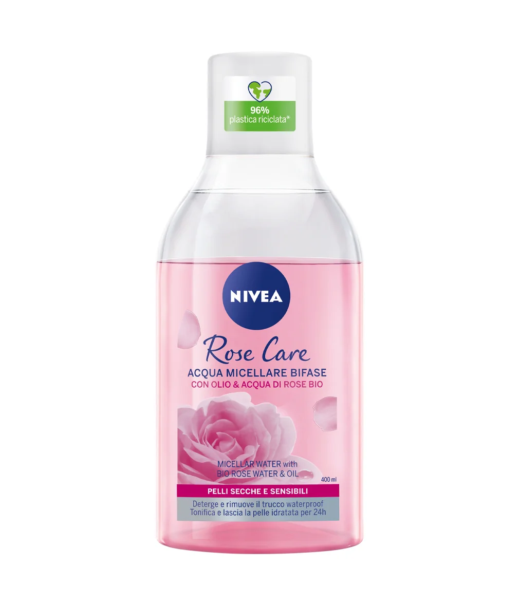 Nivea Acqua Micellare Rose Care 400 ml Bifasica per pelli secche e sensibili