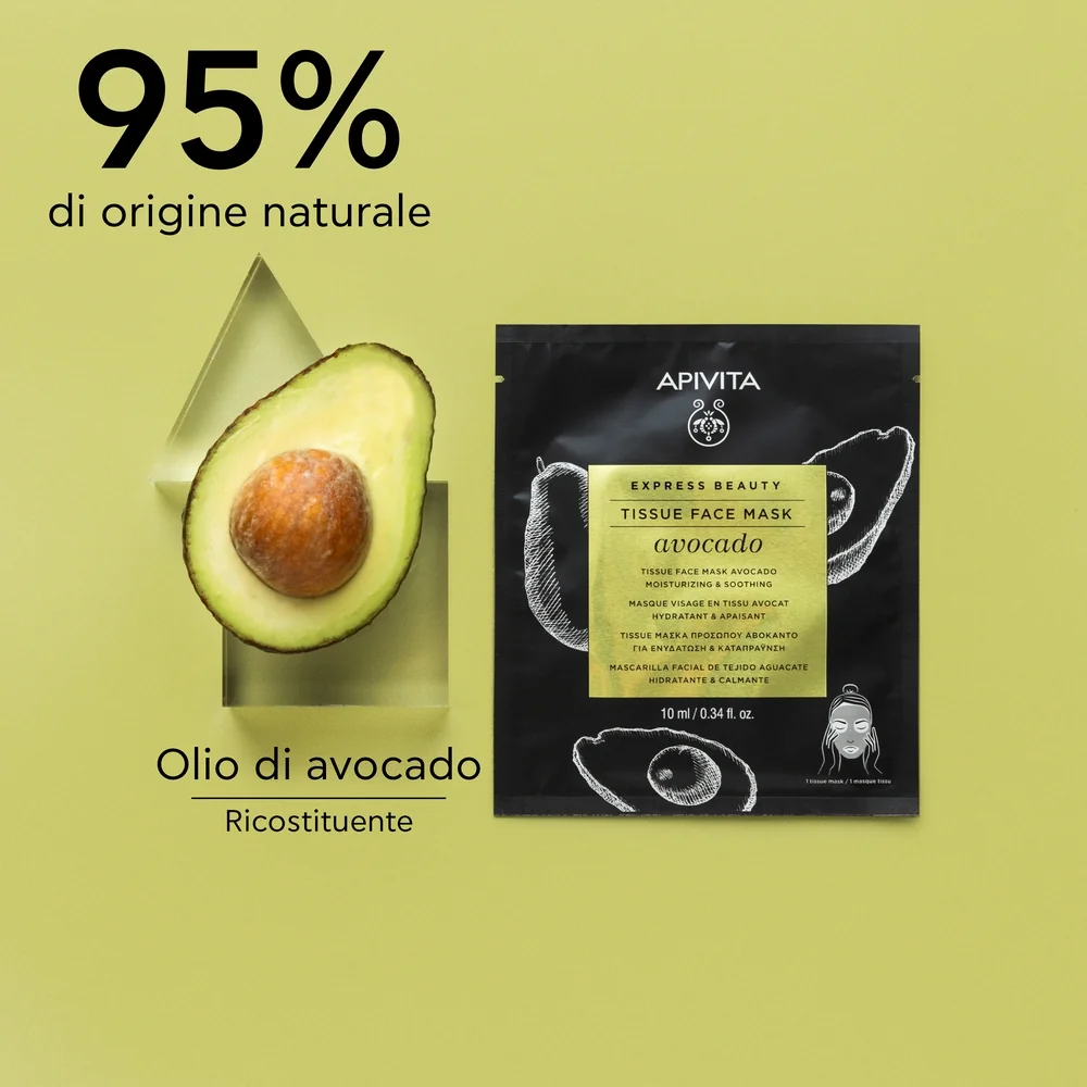 Apivita Express Sheet Mask Avocado Maschera Viso in Tessuto Avocado