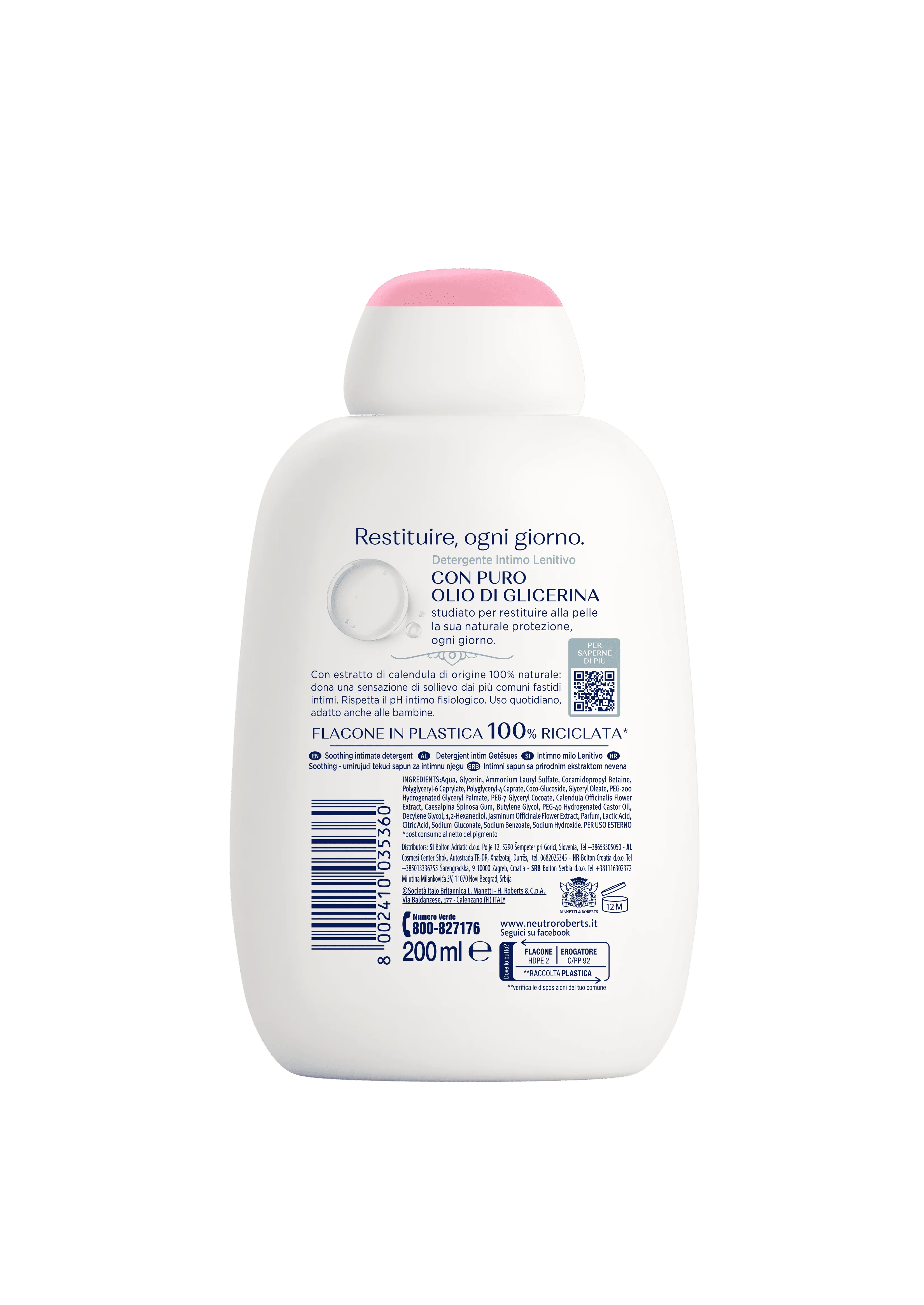 Neutro Roberts Intimo Detergente Lenitivo 200 ml Con Estratto di Calendula