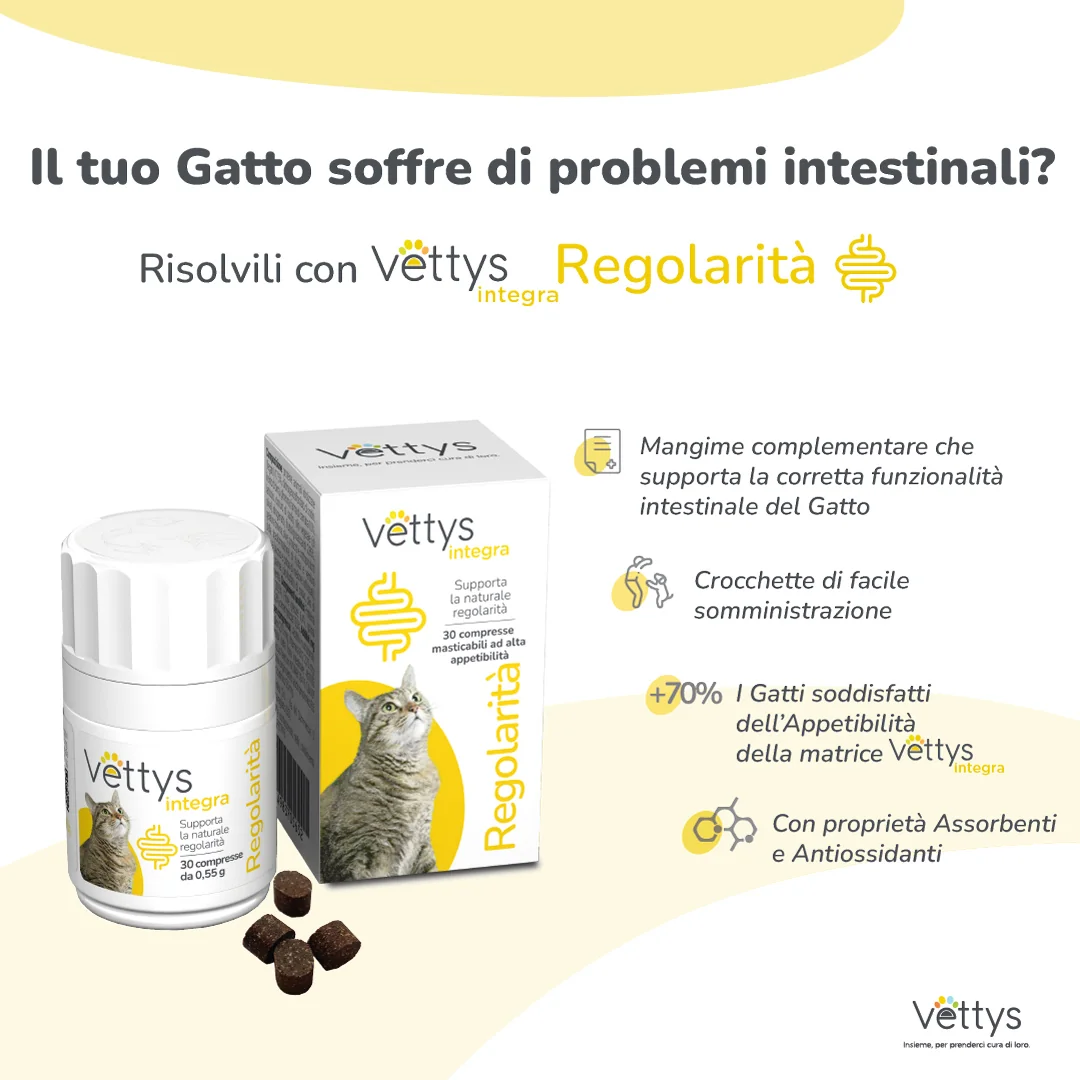 Vettys Integra Regolarità Gatto 30 Compresse Benessere Intestinale del Gatto
