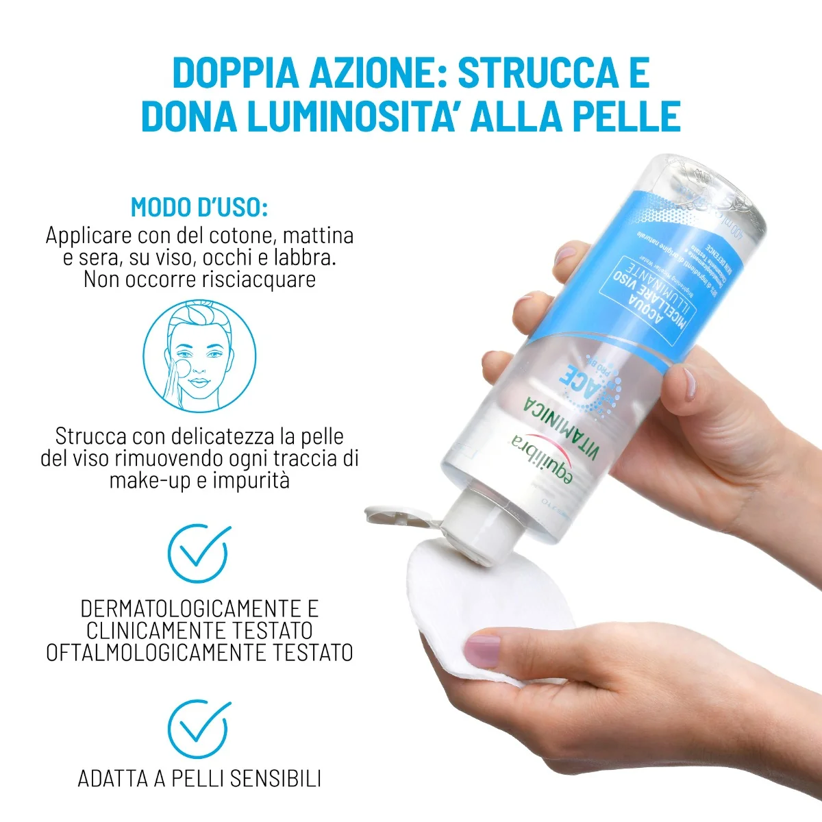 Equilibra Viso Vitaminica Acqua Micellare 400 Ml Detersione del Viso