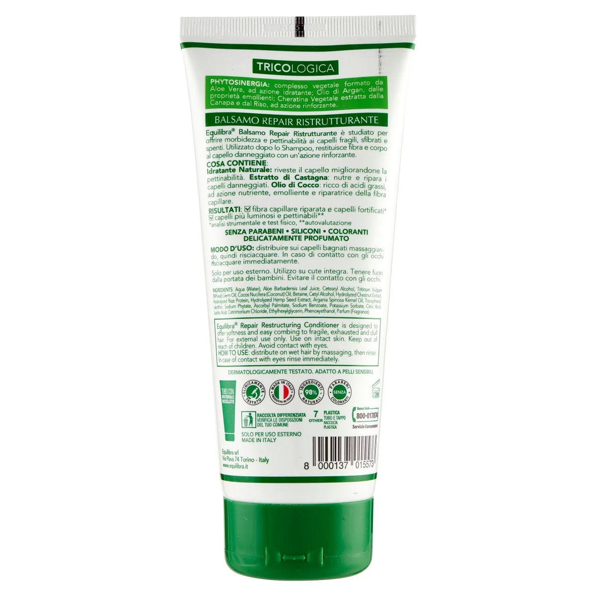 Equilibra Balsamo Repair Ristrutturante 200 Ml Dermatologicamente Testato