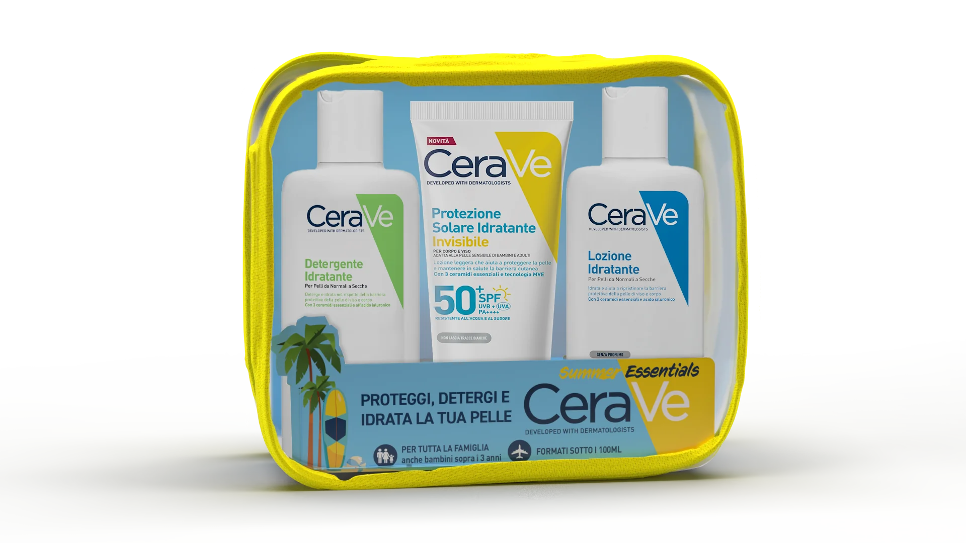 CeraVe Pochette Solare Det 3pz Pochette Solare per Pelli Da Normali a Secche