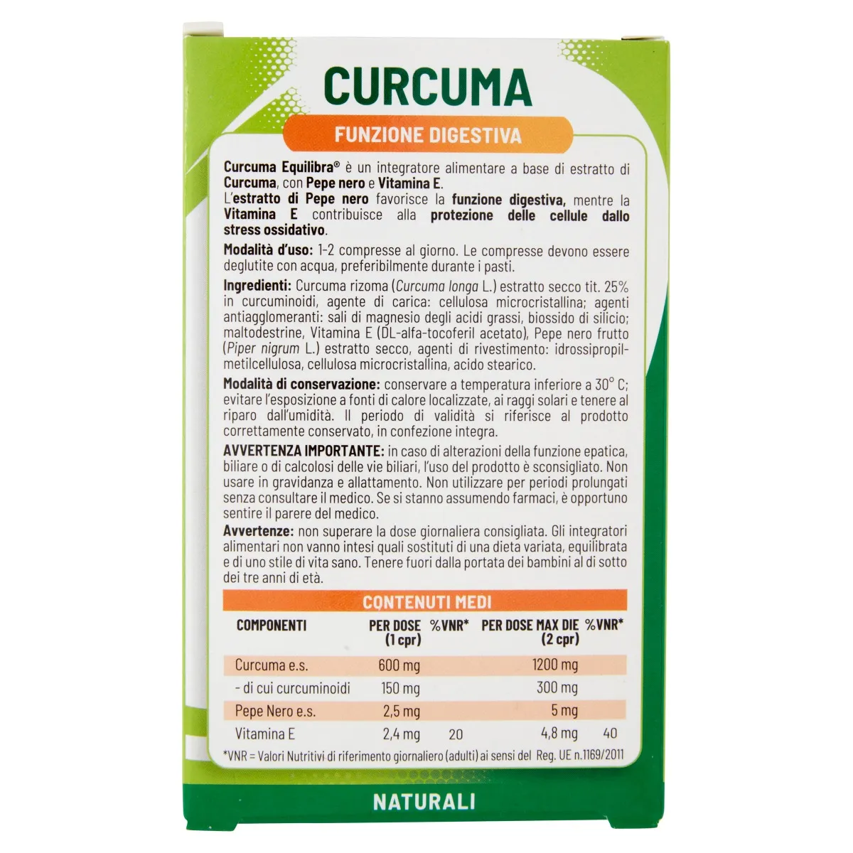 Equilibra Curcuma 20 Compresse Antiossidante