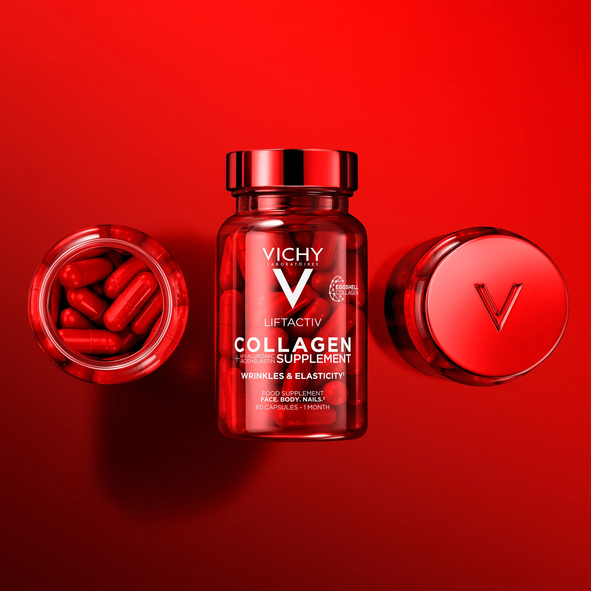 Vichy Liftactiv Collagene Rughe Ed Elasticita' 60 Capsule Integratore per Pelle, Capelli e Unghie