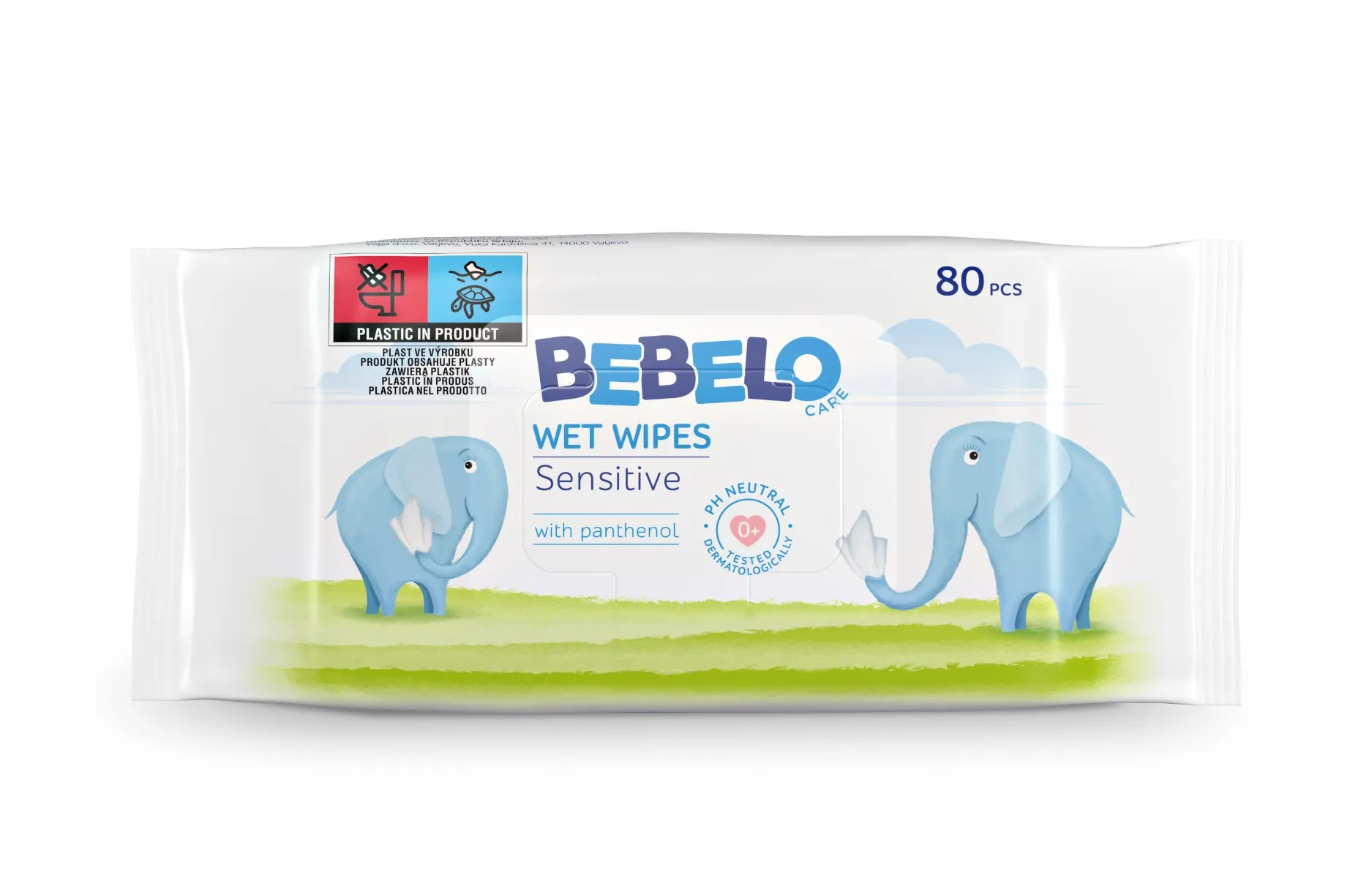 Bebelo Wet Wipes Sensitive 80 Pezzi - Salviette Umidificate con Pantenolo