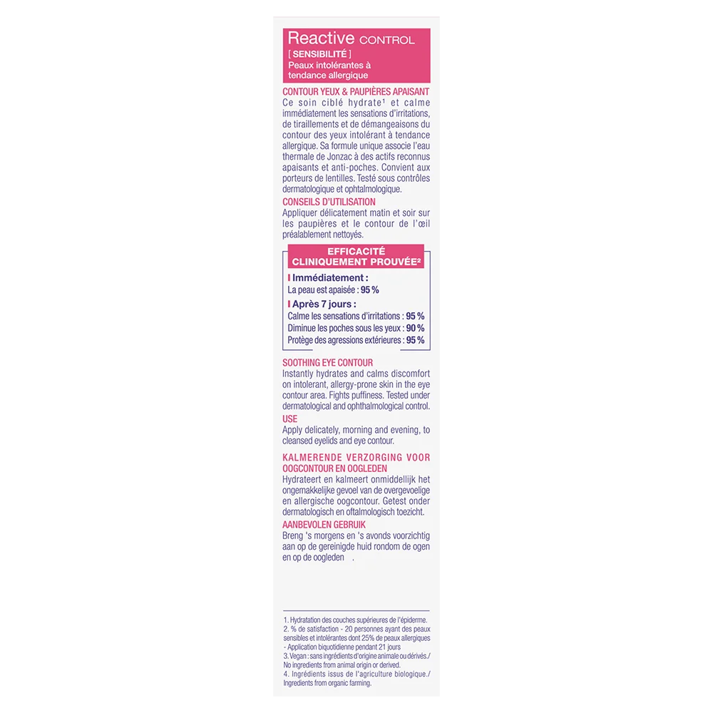 Jonzac Reactive Control Contorno Occhi 15 Ml Azione Lenitiva