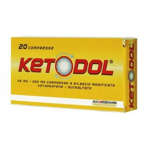 Ketodol 25 mg+200 mg Antinfiammatorio 20 Compresse
