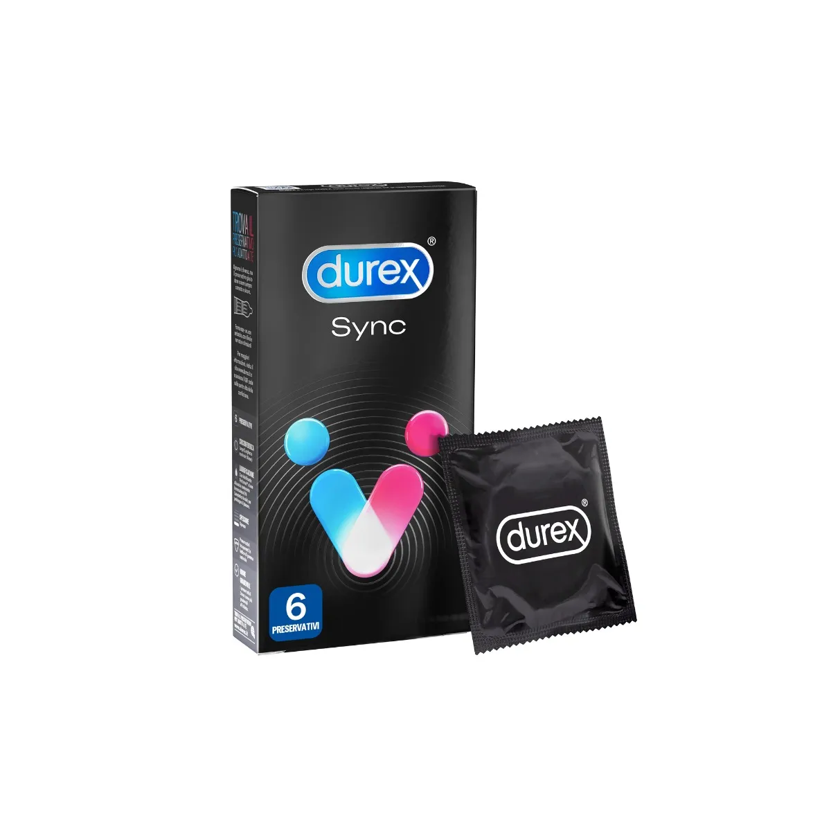 Durex Sync Preservativi Ritardanti e Stimolanti 6 Pezzi Ideato per la Coppia