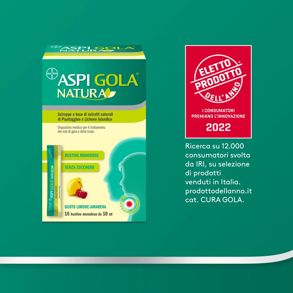 Aspi Gola Natura Sciroppo Amarena-Limone 16 Bst Mal di Gola