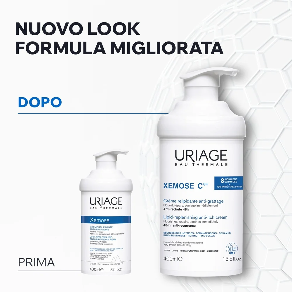 Uriage Xèmose Crema Liporestitutiva Anti-irritazioni Pelle Secca 400 ml Ideale Contro Sensazioni di Prurito