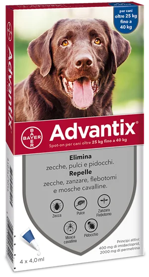 Advantix Spoton 4 Pipette Blu 25 40 Kg