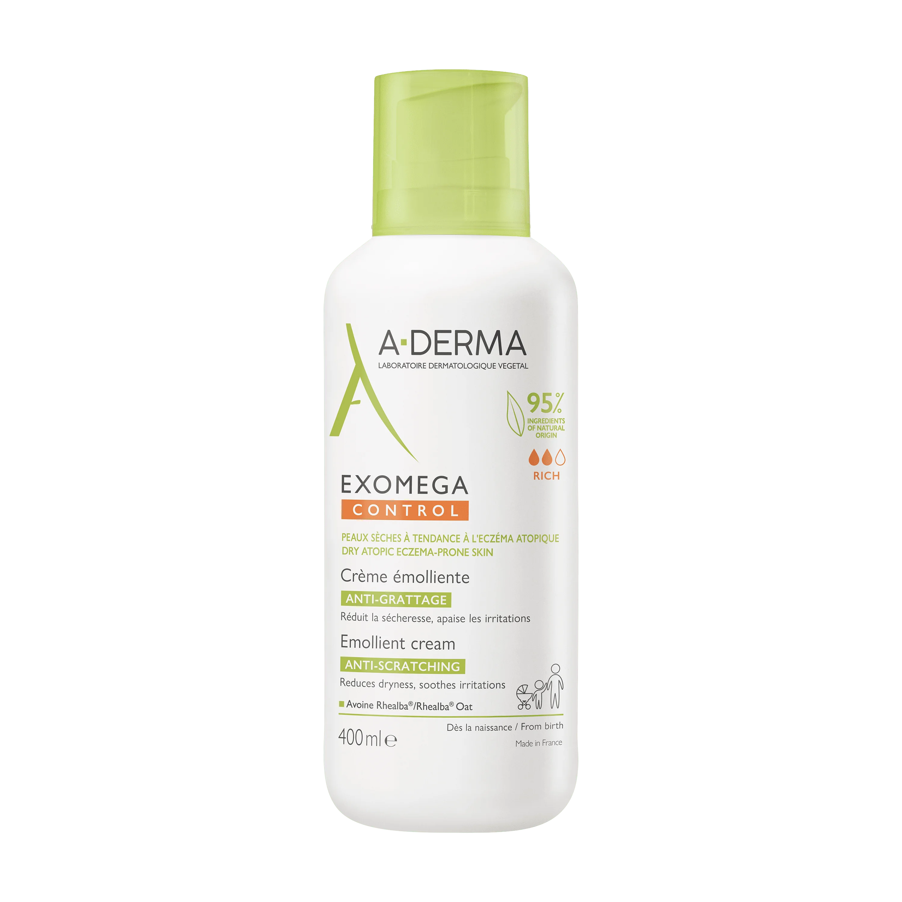 A-Derma Exomega Control Crema Emolliente  Anti-grattage 400 ml Pelle Secca a Tendenza Atopica