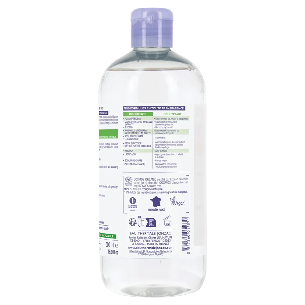 Jonzac Acqua Micellare Purificante Pure 500 Ml Detergente e Struccante