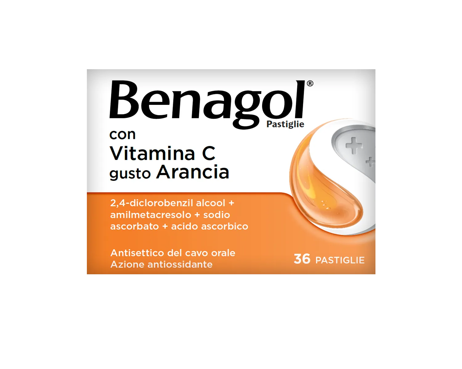 Benagol Pastiglie Vitamina C Gusto Arancia Antisettico Cavo Orale 36 Pastiglie Antisettico Cavo Orale