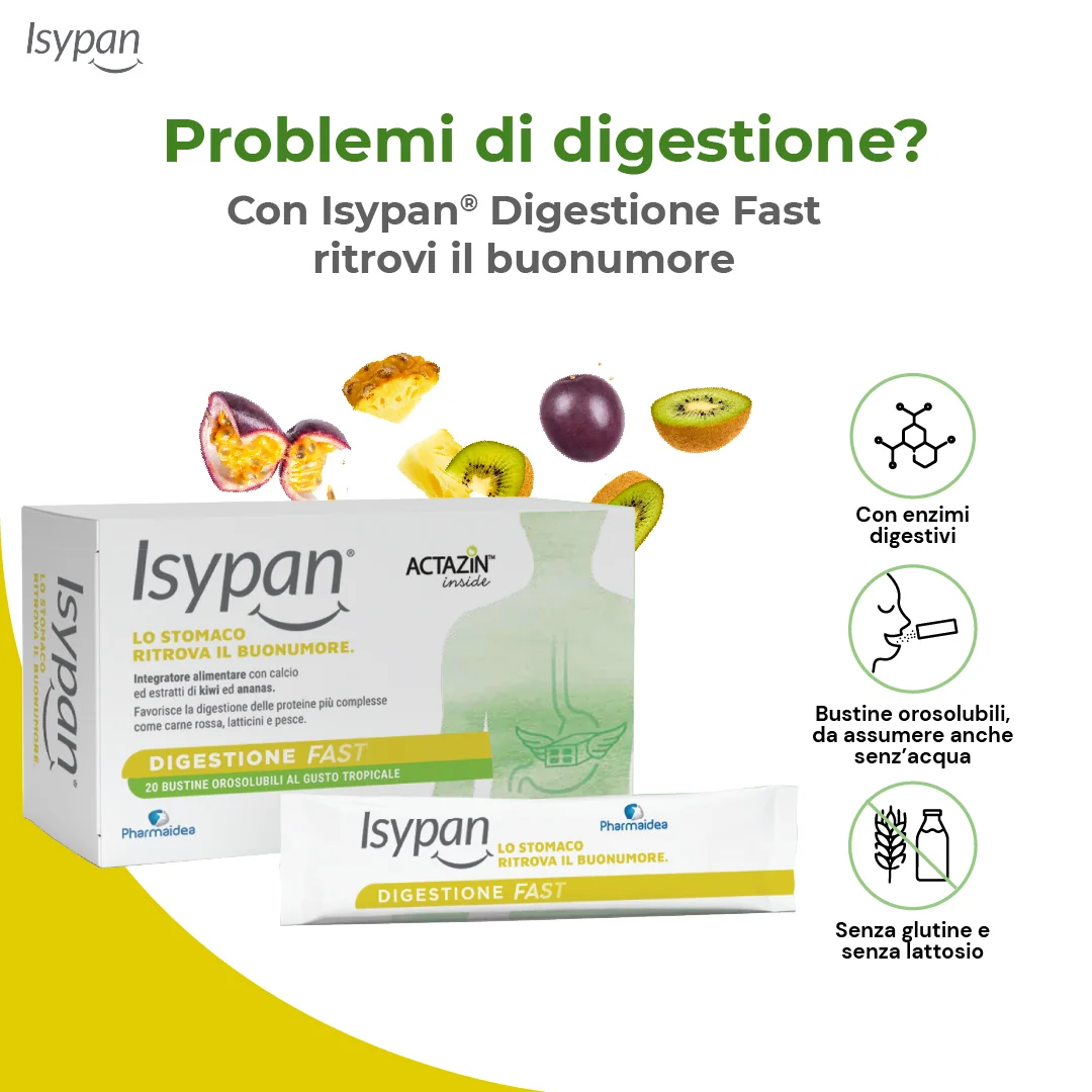 Isypan Digestione Fast 20 Bustine Orosolubili Integratore per Digestione