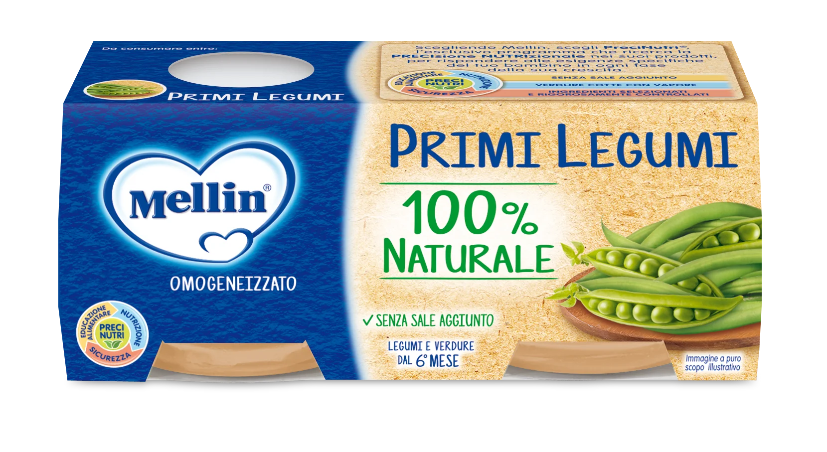 Mellin OMOGENEIZZATO Primi Legumi 2 X 80 G Alimento per Infanzia