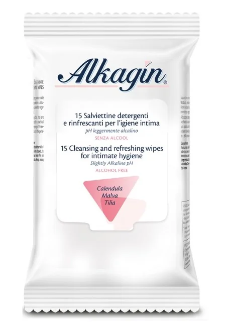 Alkagin Salviettine Intime Detergenti e Rinfrescanti 15 Pezzi Senza alcool