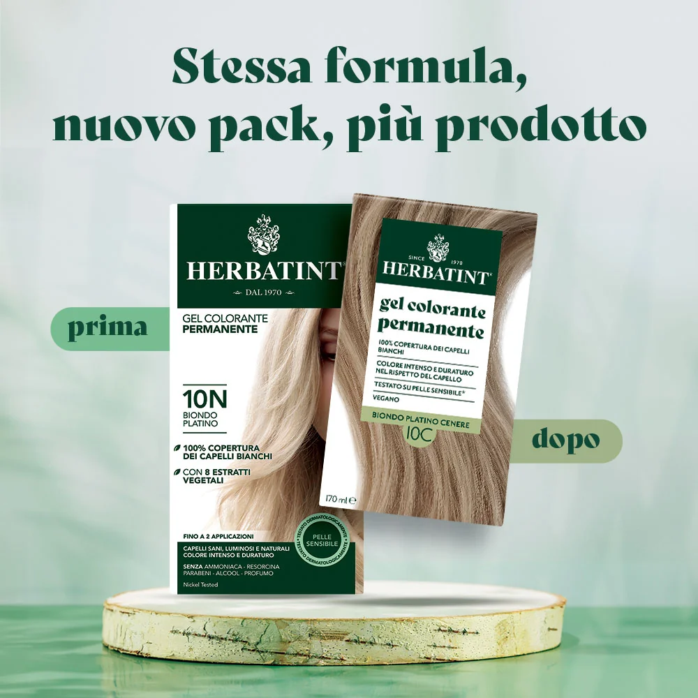 Herbatint Gel Colorante Permanente 10C Biondo Platino Cenere 170 Ml Colore Intenso e Duraturo