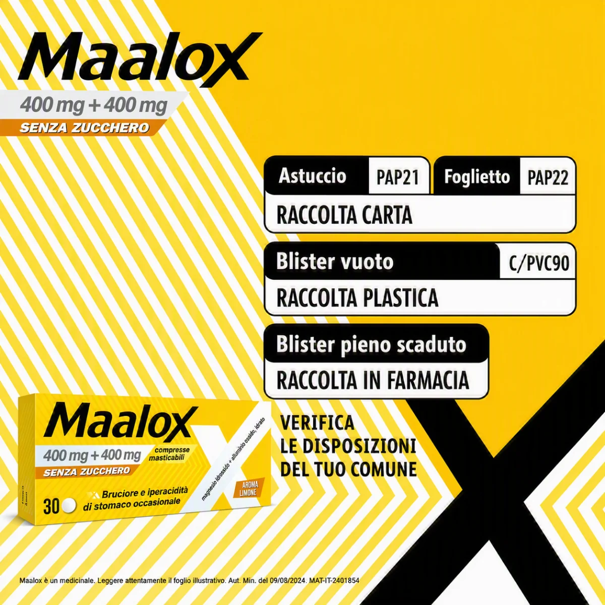 Maalox Senza Zucchero Aroma Limone 30 Compresse Masticabili Antiacido