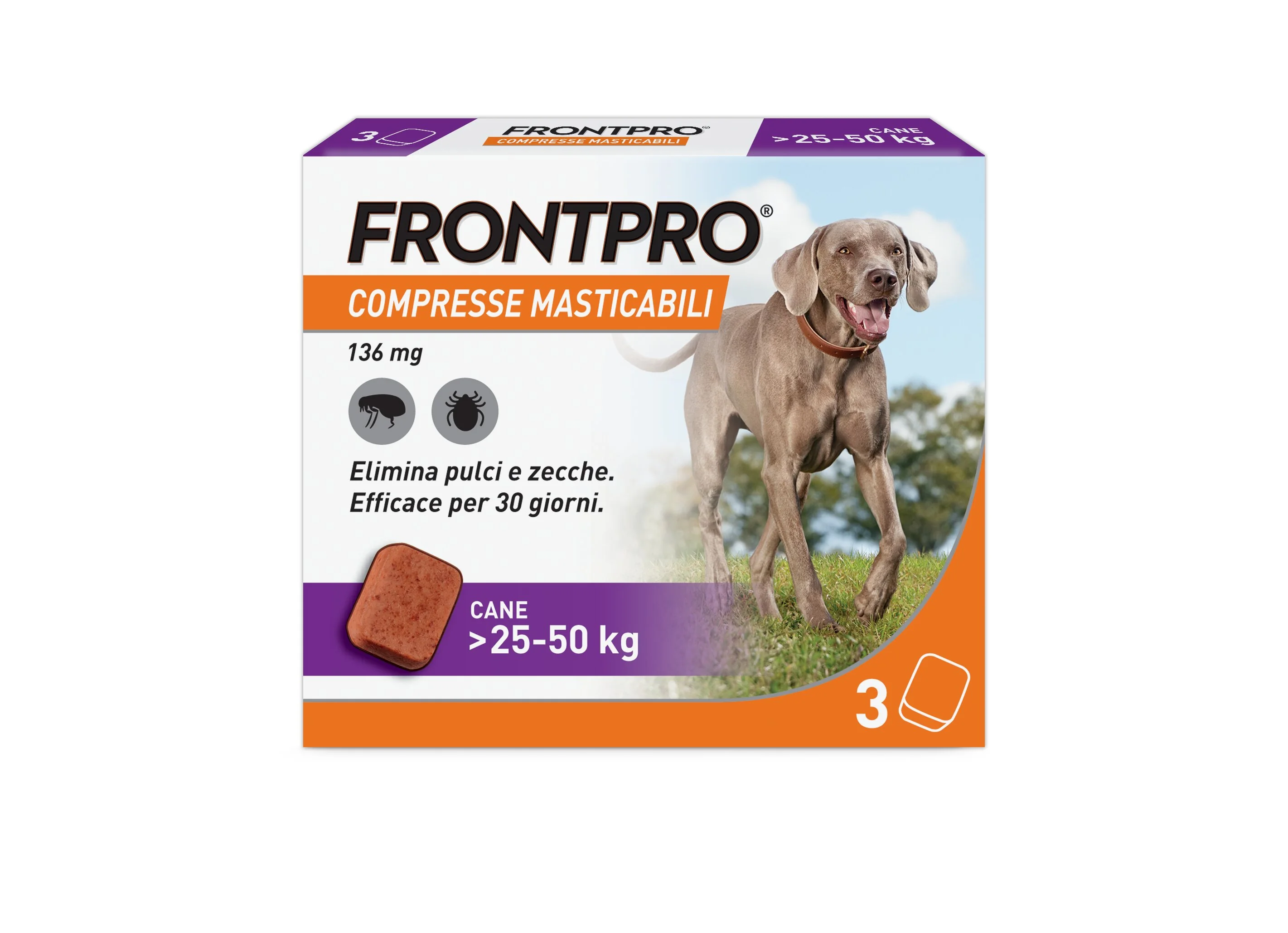 Frontpro X3 Compresse Masticabili Per Cani Contro Pulci E Zecche (25-50Kg)
