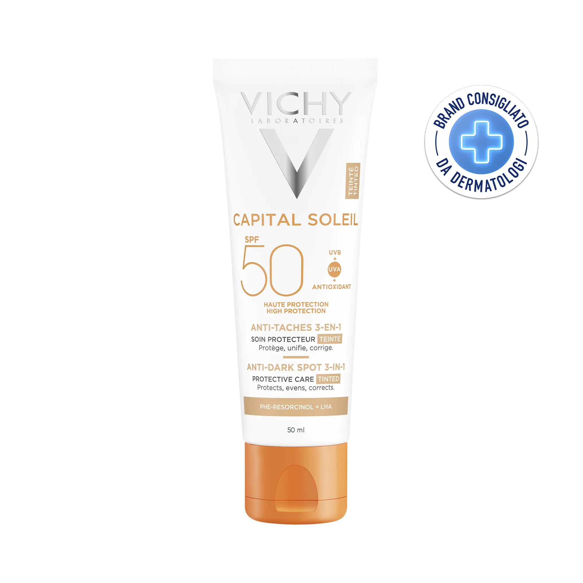 Vichy Idèal Soleil Trattamento Antimacchie Colorato 3in1 SPF 50+ Protezione Viso 50 ml