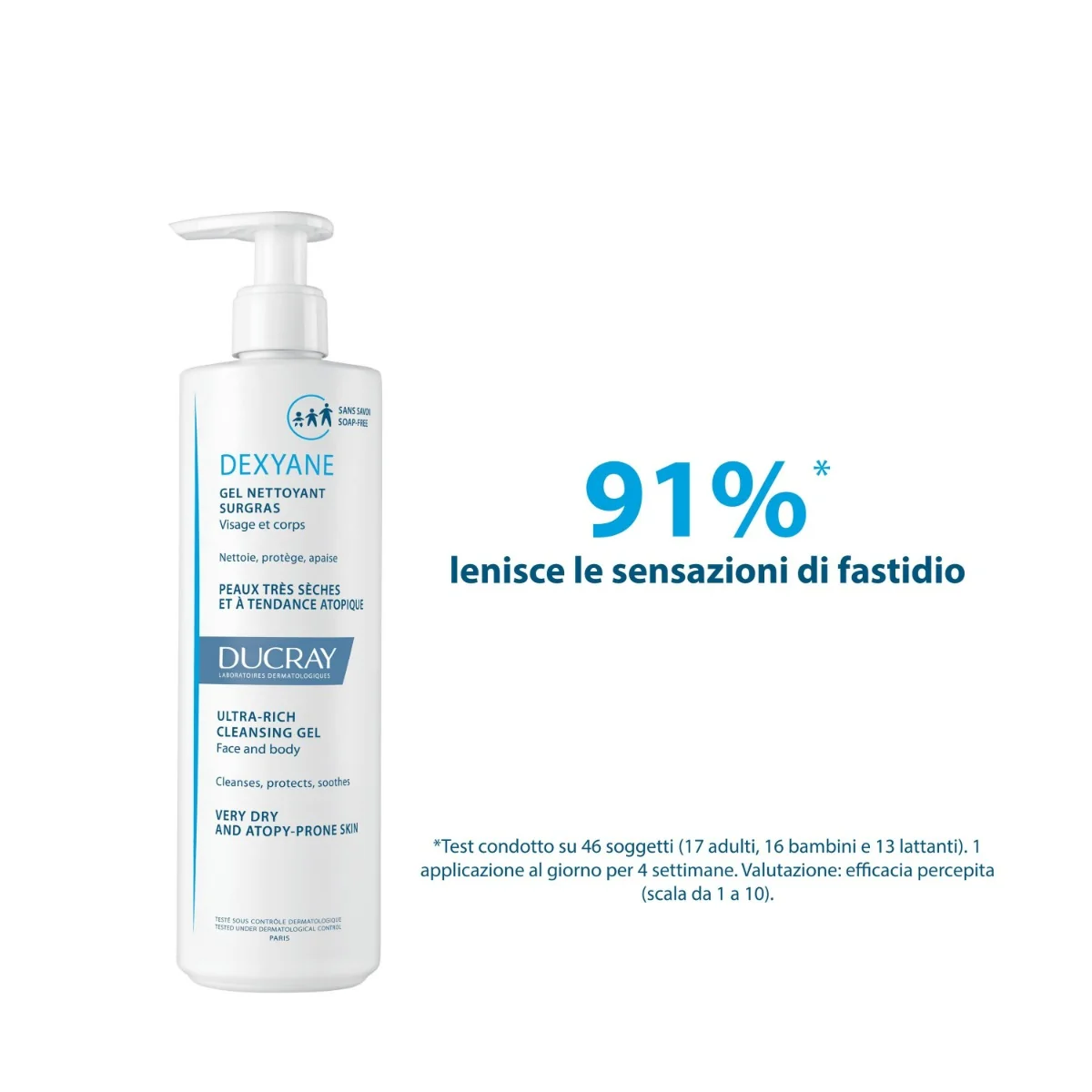 Ducray Dexyane Gel 400 ml Detergente Surgras Pelle Atopica Viso e Corpo