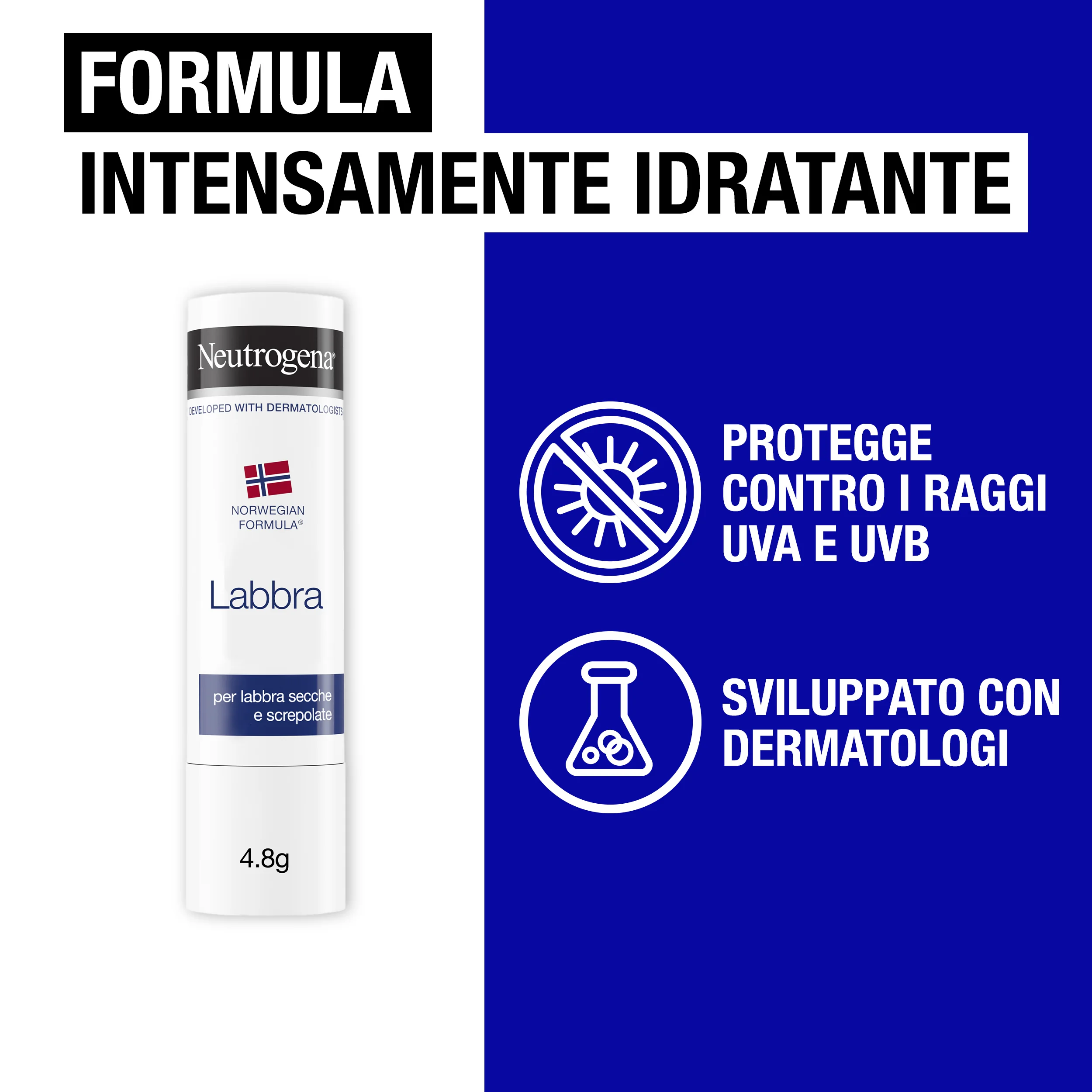 Neutrogena Formula Norvegese Balsamo Labbra Stick 4.8 g Burrocacao per labbra secche e screpolate