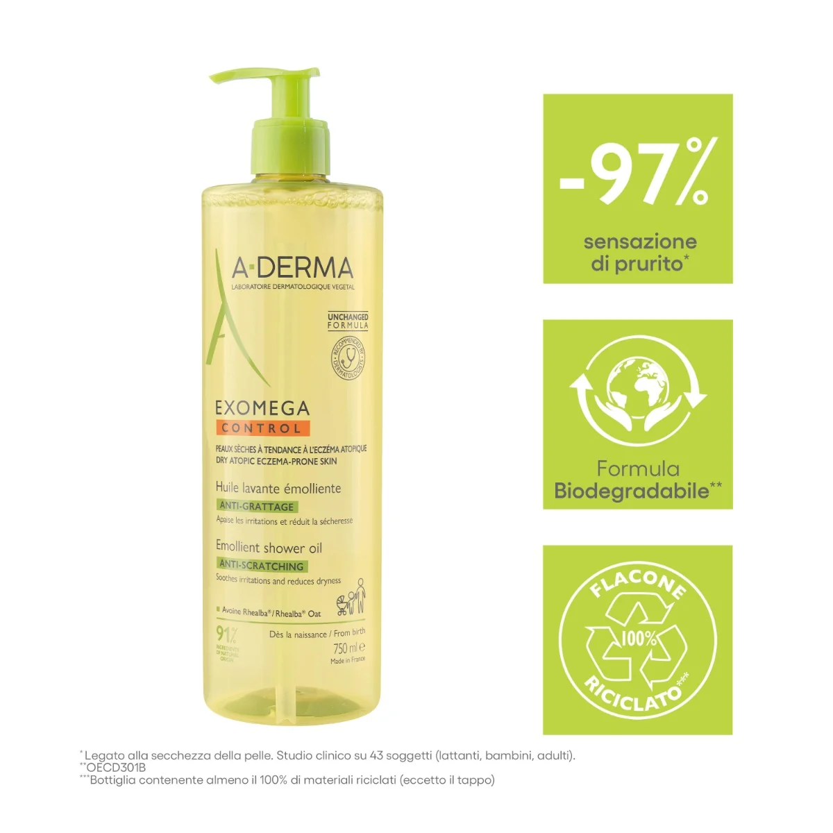 Exomega Control Olio Lavante Emolliente 750 Ml