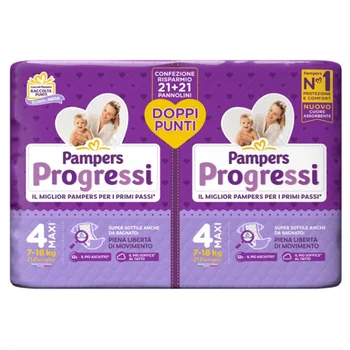 Pampers Progressi Pannolino Maxi Pacco Doppio 42 Pezzi Taglia 4 (7-18 Kg)