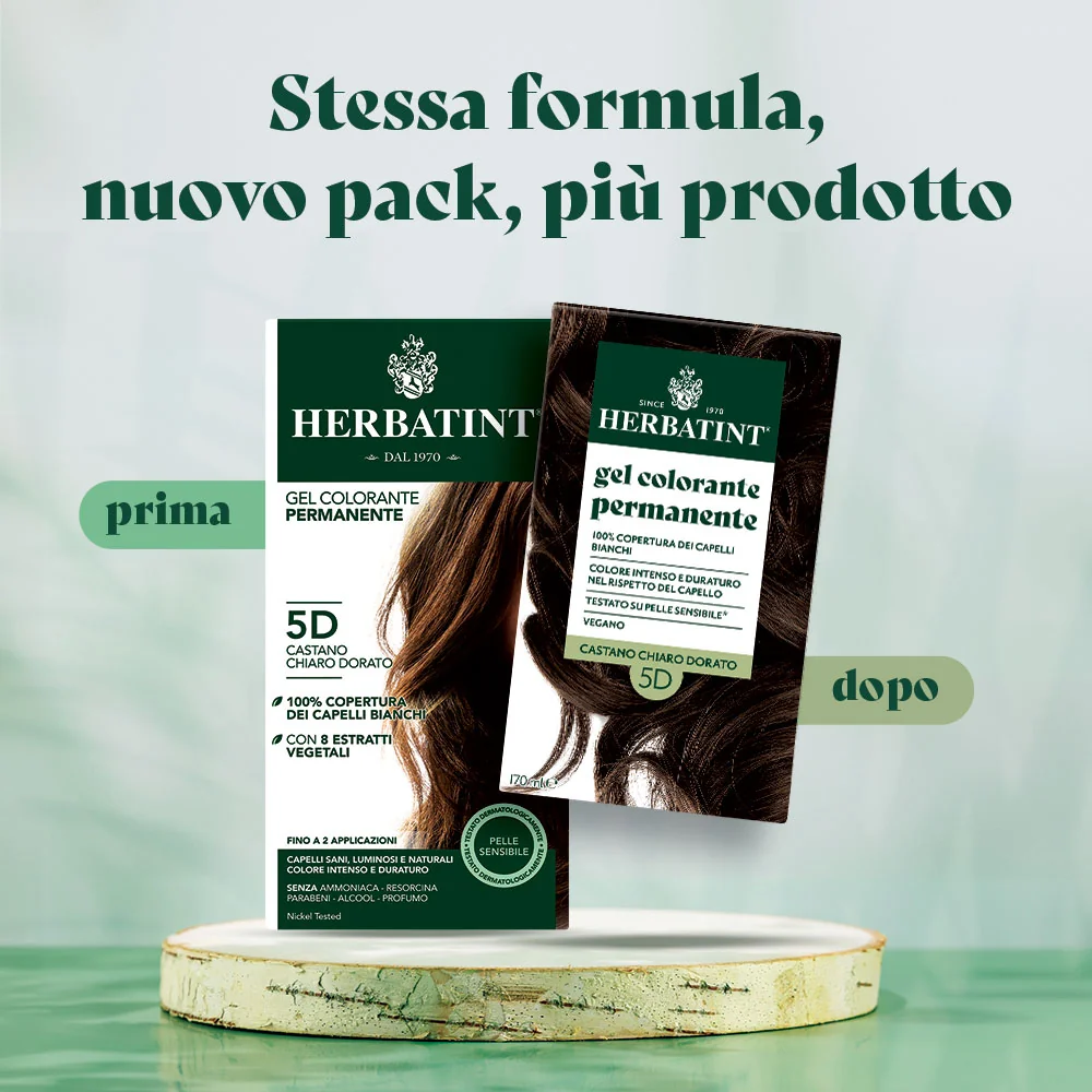 Herbatint Gel Colorante Permanente 5D Castano Chiaro Dorato 170 Ml Colore Intenso e Duraturo