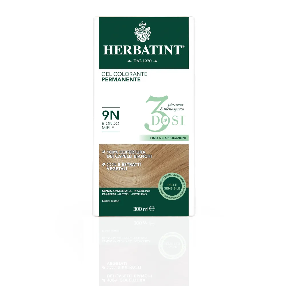 Herbatint Tintura Capelli Gel Permanente 3Dosi 9N Biondo Miele 300 ml 