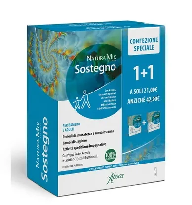 Aboca Natura Mix Advanced Sostegno 10 + 10 Flaconcini Efficace nei Periodi di Maggiore Stanchezza