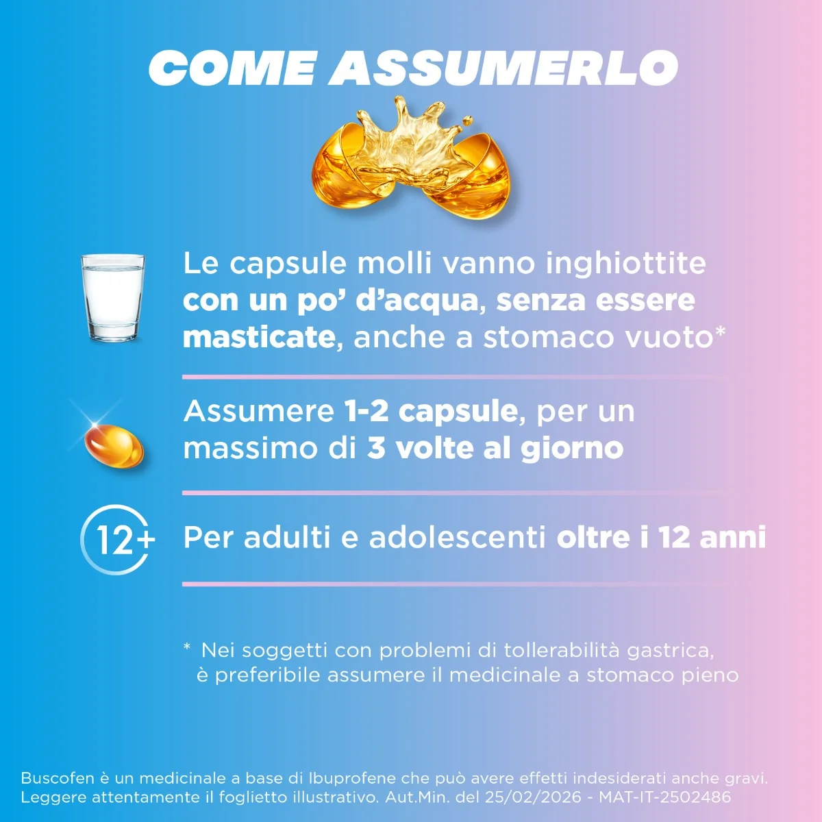 Buscofen 200 mg Ibuprofene 12 Capsule Molli Analgesico