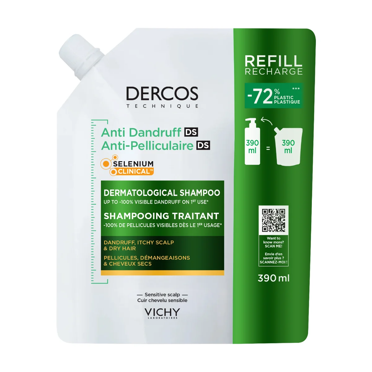 Vichy Dercos Technique Shampoo Anti Forfora Ds Secchi Refill 390 Ml Shampoo Anti-Forfora