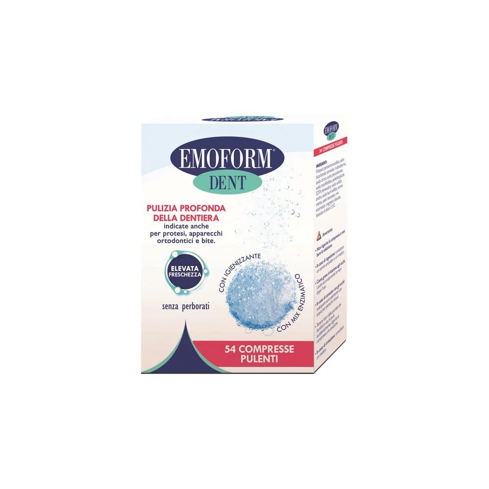 Emoform Dent Compresse Effervescenti 54 Pezzi Per La Pulizia Della Dentiera