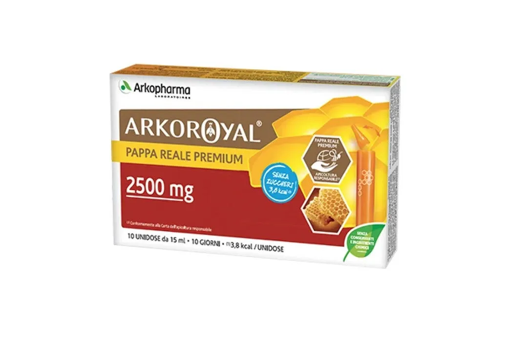 Arkopharma Arkoroyal Pappa Reale Premium 2500 mg 10 Flaconcini Senza Zucchero