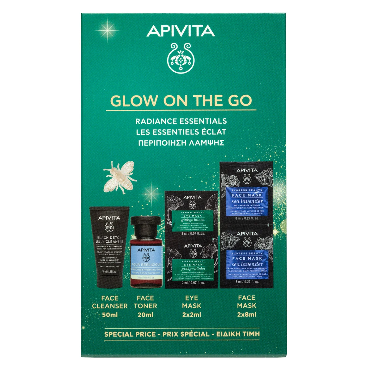 Apivita Pro Xm Mini Black Detox + Mini Aqua Beelicious Tonic + 2 Express Beauty