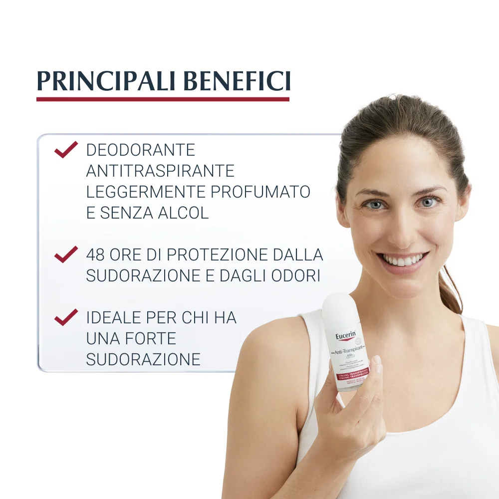 Eucerin Deodorante Roll-On 48h Anti-traspirante Ipersudorazione 50 ml Pelle Sensibile