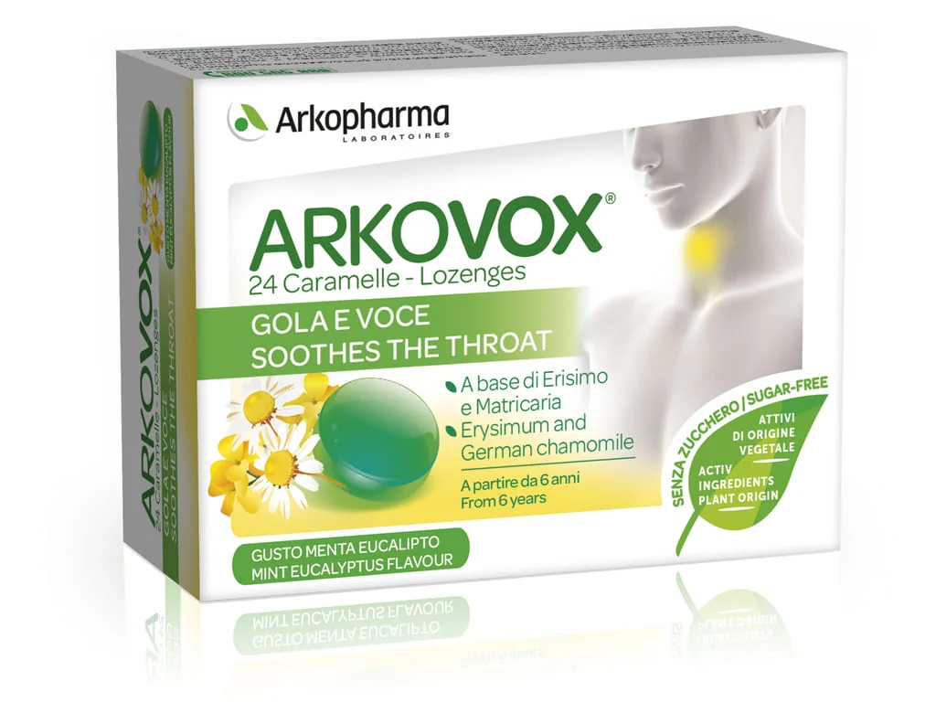 Arkopharma Arkovox Menta Eucalipto 24 Caramelle Sollievo voce e gola