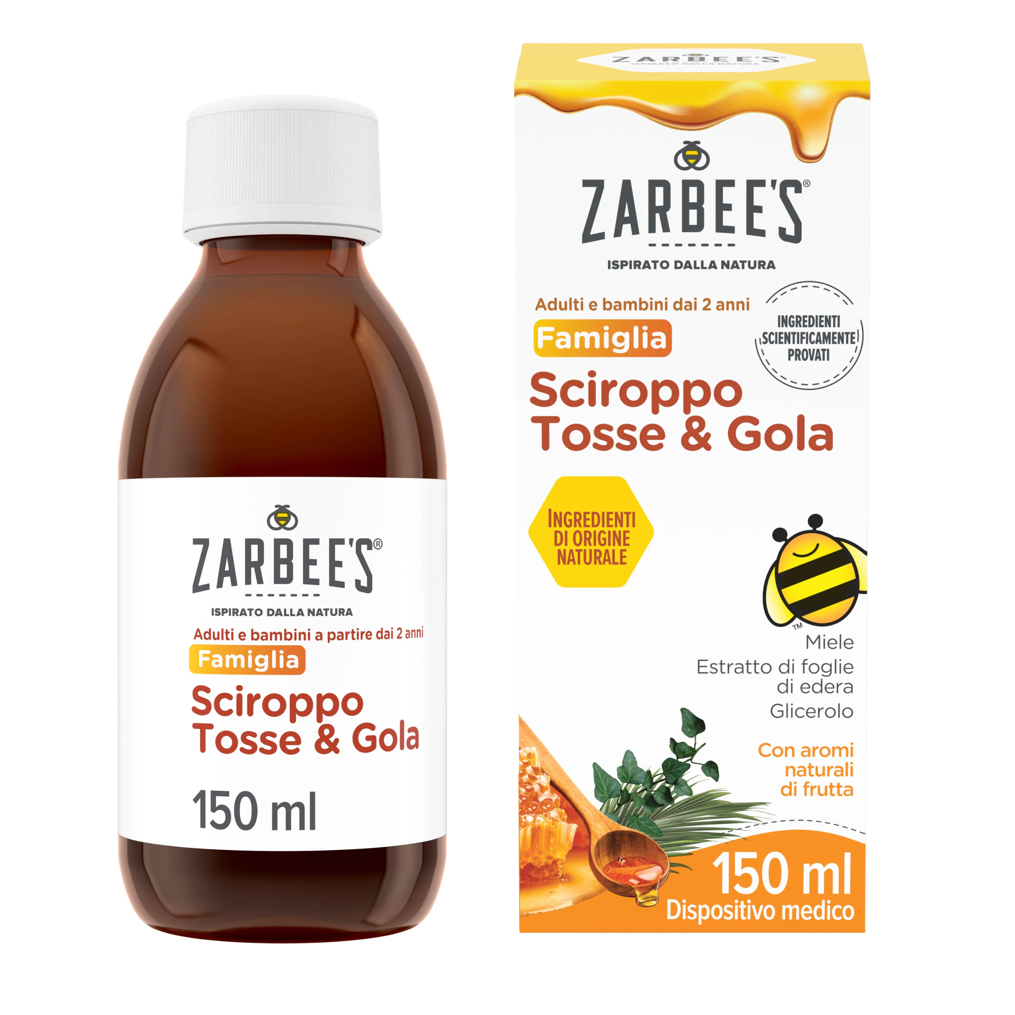 Zarbee's Sciroppo Tosse & Gola 150 ml Sciroppo Tosse Adulti e Bambini a Partire dai 2 Anni