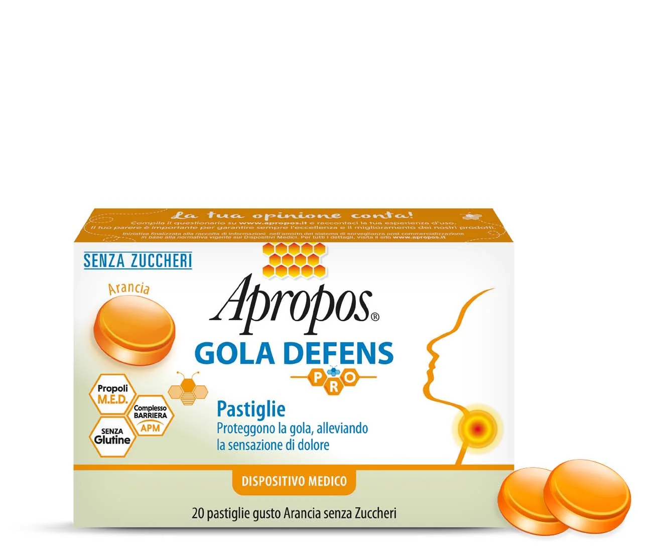 Apropos Gola Defens Pro 20 Pastiglie Arancia Benessere della Gola