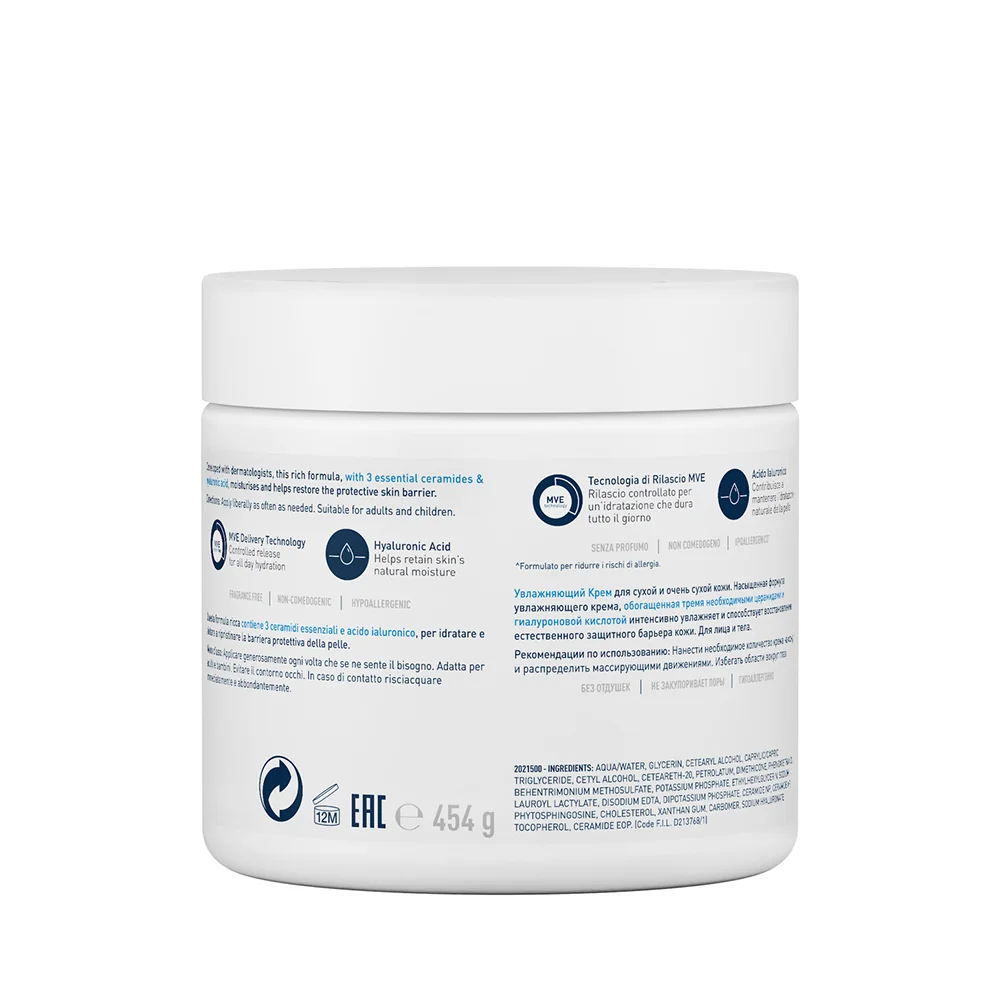 Cerave Crema Idratante 48h 454 g Pelle Secca e Molto Secca