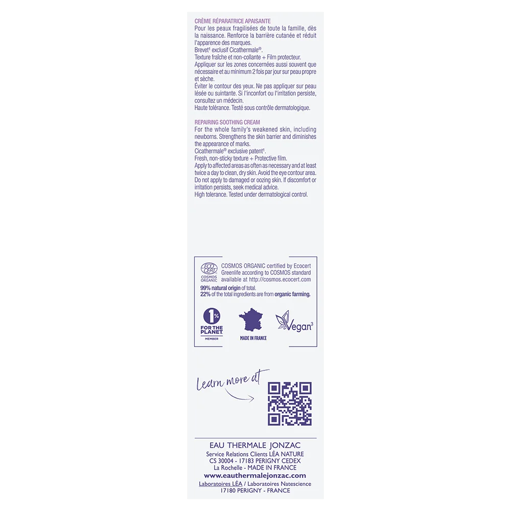 Jonzac Cica+ Crema Riparatrice Lenitiva 40 Ml Pelli Fragili e Irritate