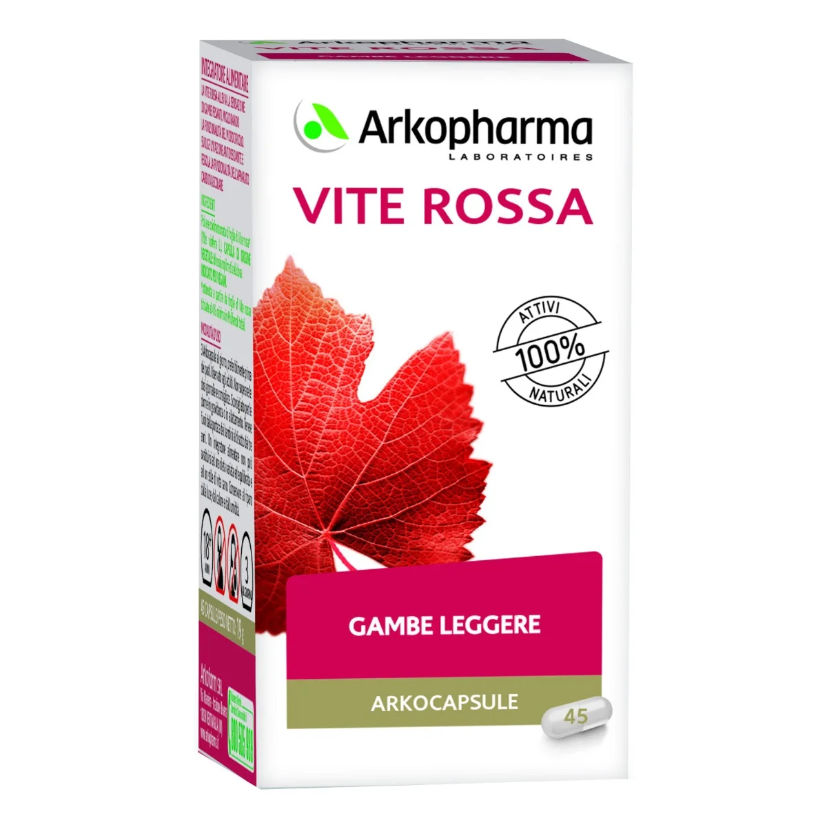 Arkopharma Vite Rossa 45 Capsule Integratore Per Gambe Pesanti