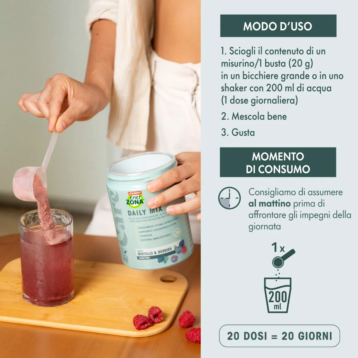 Enerzona Care Daily Mix Mirtillo e Berries 400 g Benessere Quotidiano