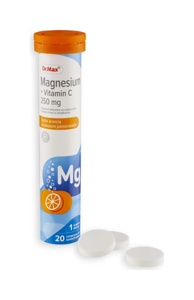 Dr. Max Magnesio + Vitamina C 20 Compresse Effervescenti Riduce Stanchezza e Rafforza Sistema Immunitario.